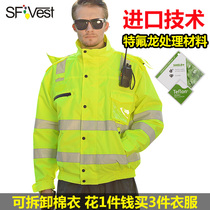 SFVest reflective cotton coat Traffic road highway government cotton coat jacket Mens jacket safety coat overalls
