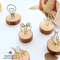 Log vintage zakka groceries tree stumps wooden wrought iron memo clip message holder business card clip photo clip