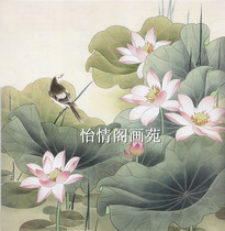 Gongbi painting white sketch background Lotus white sketch Landscape characters flowers birds and animals Line drawing Copy physical drawing 111