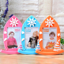 Seven-inch boat photo frame setting stand Photo Mediterranean style sailing boat 7-inch childrens baby cartoon cute