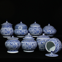 Jingdezhen ceramics blue and white sealed jar Chinese style living room candy jar home storage jar lid jar kitchen ornaments