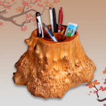 Original solid wood root carving pen holder High-grade home Feng Shui ornaments Creative odd-shaped wood durian wood carving Bogu decoration gifts
