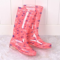 Jelly Rain Shoes Woman High Cylinder Non-slip Wear Resistant Adult Rain Boots Plus Suede Medium-high Cylinder Waterproof Shoes Women Warm Students Rain Shoes