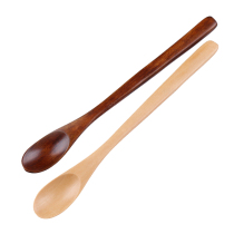 Long wood spoon solid wood long handle spoon Japanese Korean coffee spoon zakka simple small spoon mixing spoon