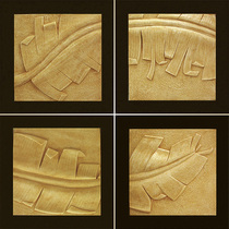 Artificial sandstone background wall decoration cultural fossil wall wall relief three-dimensional custom sandstone banana leaf wall decoration