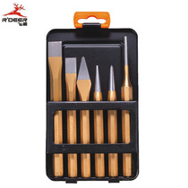 Flying Deer Stonework Tool 80-106 Six sets of steel chisel sets Flat Chisel Ram cylindrical punching center punching stone workout