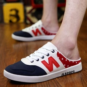 2015夏季男士凉拖透气帆布潮拖无后跟半拖鞋休闲男鞋子包头男拖鞋