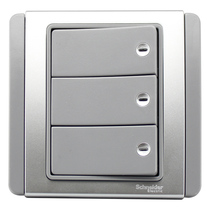 Schneider switch socket panel E3000 metropolis 86 three-position triple triple Open single control with light led silver gray