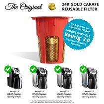 Di Oro-24K Gold Plated Keurig Krieger 2 0 System K-Carafe Recyclable Replacement Filter Cup