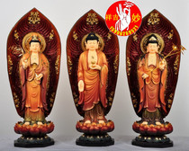 Buddhist temple for Buddha temple for Buddha temple for Buddha Temple supplies gold wire cloth with backlight Western Three Sages 58CM high
