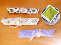 Fresh floral retro Jade polka dot lace cotton linen fabric diy tableware storage bag pen curtain pen bag