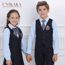 Childrens British vest suit Mens and womens spring clothes Primary school uniform suit Kindergarten garden clothes Spring and autumn performance clothes