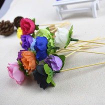 Creative rose big flower fruit sign fork flower sign bar ktv wedding fruit plate cake decoration bamboo stick Art sign