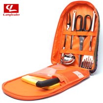  Outdoor cookware Camping barbecue utensils Picnic portable stainless steel ethnic style picnic bag Kitchenware set Seven-piece set