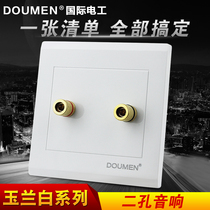 International electrician type 86 wall switch socket panel package white home audio socket two-head audio socket