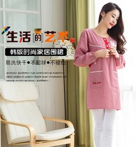 Korean home kitchen apron Japanese Plaid anti-fouling apron adult gown cotton work clothes anti-dressing