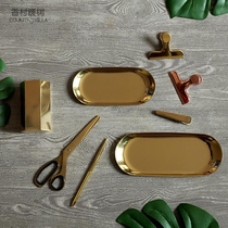 Home accessories metal jewelry Tray storage tray pen holder gold sealing clip white collar office supplies ornaments
