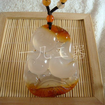 Natural onyx chalcedony sweater chain pendant white ice pretty color gourd ruyi men and women large flower piece jade necklace