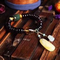 South South 14K gold jewelry and Tian Jasper beam wax blood pool Amber women original ethnic style bracelet solitary