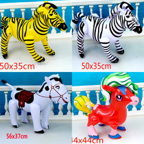 Children PVC cute rainbow zebra black and white zebra inflatable toys Park stall hot selling plastic leather toys
