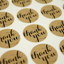 Round Thank You Kraft paper self-adhesive sealing stickers label bottle paste 360 price