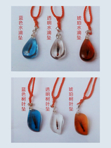 Tire hair pendant Blue transparent amber water drop leaf crystal pendant Tire hair pen Tire hair souvenir
