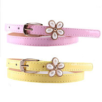 Childrens girls Han Edition Pearl Flower Belt Lady New Belt Fine Belt