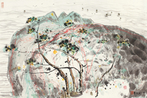 Art micro - spray Wu Guanzhong returning sail 50x33cm
