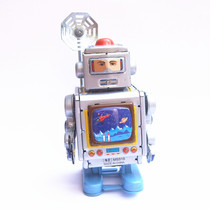 MS518 Spacey Iron Sheet Robot Upper Chain Mechanical Clockwork Iron Sheet Robot Toy Collection