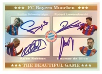 Bayern Munich star card four signatures Lewandowski Robben Ribéry Schweinsteiger refraction
