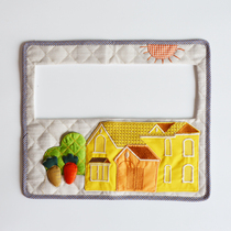 Double open three switch set with storage pocket mobile phone charging socket set handmade fabric embroidery switch patch with storage bag