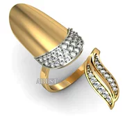 S925纯银镶锆石K金关节指甲盖戒指环 女欧美韩版高档外贸出口饰品