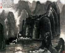 High-definition reproduction of famous calligraphy and painting Li Keyan Li River landscape 60-72 cm