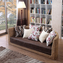 Rattan sofa sofa bed Indonesian rattan bed rattan sofa Villa furniture rattan sofa rattan living room
