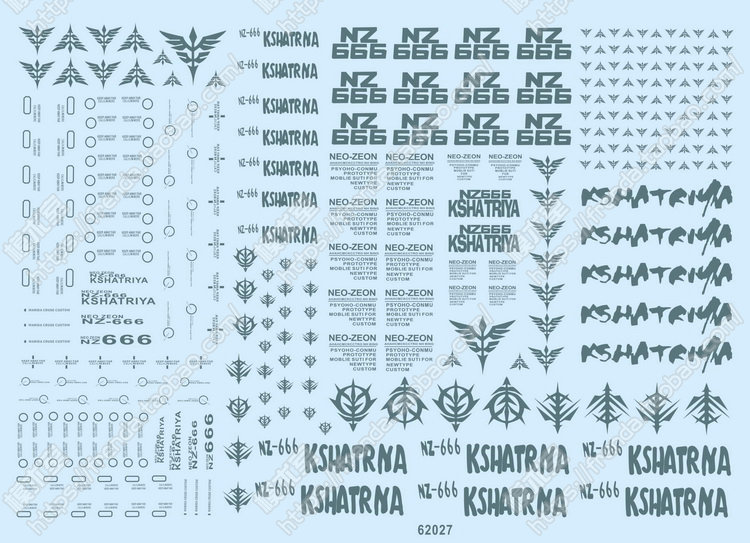 Gundam decals HG NEO ZEON NZ-666 KSHATRIYA yellow 62027