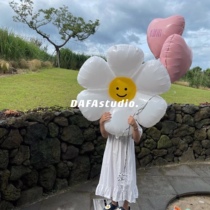 South Korea Ins small daisy floating aluminum film Balloon Sun Flowers Photo Props Baby Childrens Birthday Party Decorations