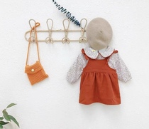Handmade ins hanger hook Childrens clothing store photo vintage natural rattan woven wall decoration hook clothes wall pylons