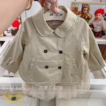  Korean original d childrens clothing 21 spring girls baby cotton yarn stitching windbreaker Korean version of the western style jacket double-breasted windbreaker