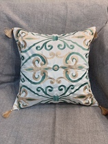 European foreign trade Beige flannel embroidery cushion cover Tassel sofa bedroom backrest pillow cover does not contain cotton core