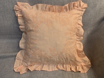 Foreign trade orange pink pure linen embroidered cushion cover does not contain cotton core