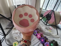 Sesame kennel pink cat claw Pet Bowl cherry blossom cat bowl dog bowl dog bowl cat water bowl anti-knock rice basin