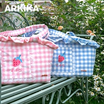 ARKIKA Tian Garden Wind Fruit Plaid Bag Traction Out Lace Cute Styling Single Shoulder Bag Pet Cat Dog Bunny Bag