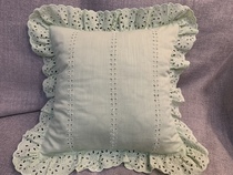 Foreign trade original single European light green lace slub cotton embroidery pillow cover Hollow cushion cover does not contain cotton core