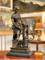 Western antique new art period French sculptor signature color bronze sculpture ornaments marble base