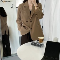 European station 2021 autumn new womens casual rear split small suit design sense niche profile suit jacket