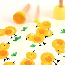 Round sponge painting brush seal children painting sponge brush kindergarten DIY beauty and labor early education paint graffiti