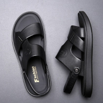 Mens sandals 2022 new Roman shoes genuine leather Summer Leisure Soft bottom Chaulet outside wearing dual-use beach Shoe men