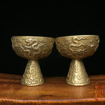 Pure copper court with double dragon pearl blossom glass of holy hydrate vessels in the home living room decorated small fixtures