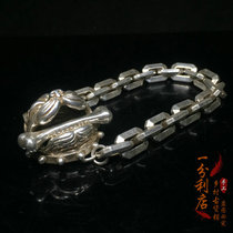 Antique antique collection old silversmith all handmade bully dog silver chain bracelet male hand string female life transfer silver hand ornaments