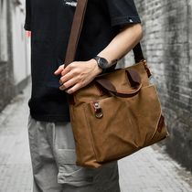 Business Hand bag briefcase Horizontal Mens backpack cross mens bag canvas bag casual shoulder shoulder bag Korean version